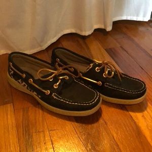 Black and Leopard Sperry Top Sider